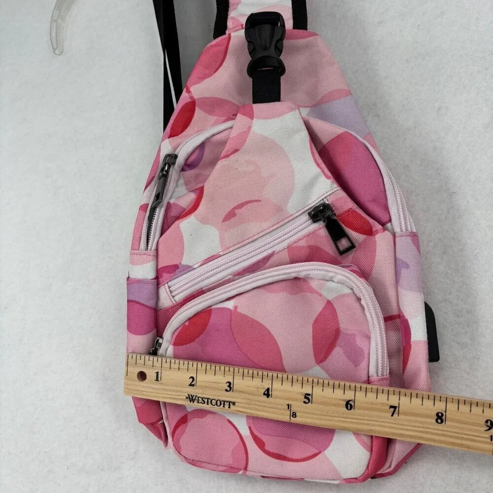 Nupouch Anti-Theft Daypack Sling Bag Pink White‎ Backpack USB Charger Handbag